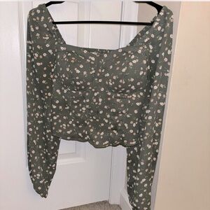 Small green floral crop top